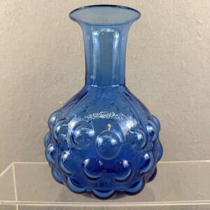 VTG Marked Blenko 6115S Persian Blue Glass Bubble Wrap Vase Wayne Husted 1958-61